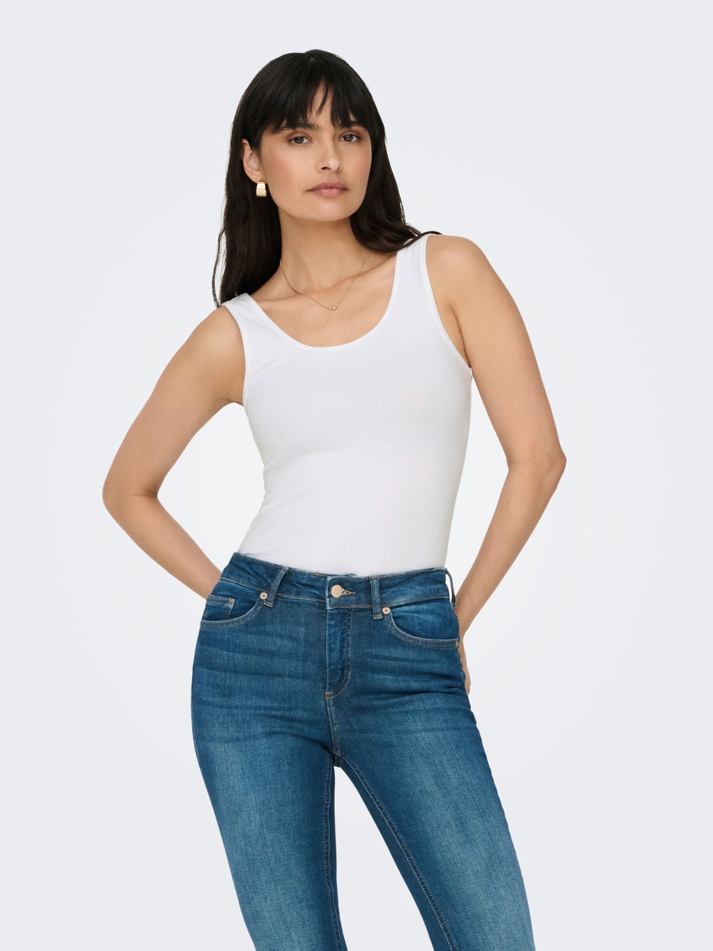 Basic long Tank top | White | ONLY®