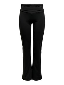 ONLY Flared Fit Mid waist Flared legs Cuffs with elastic binding Trousers -Black - 15062199