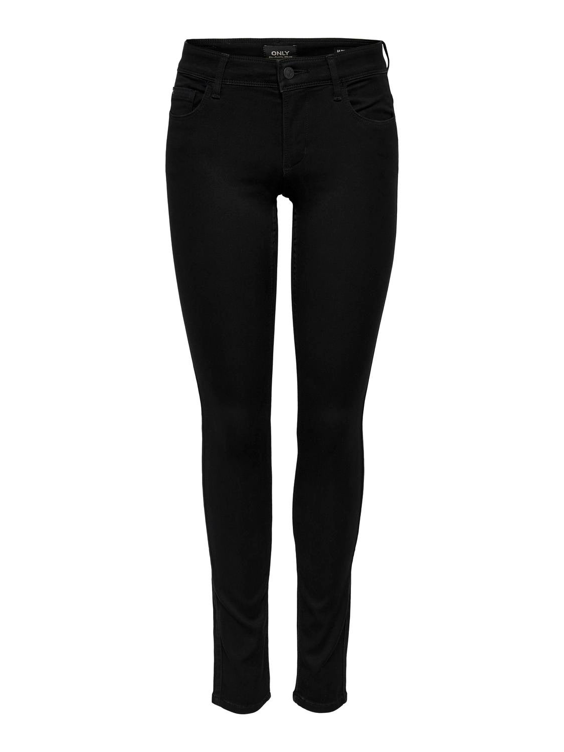 ONLY Tall ONLANNE K MID WAIST COATED - Jeans Skinny Fit - black