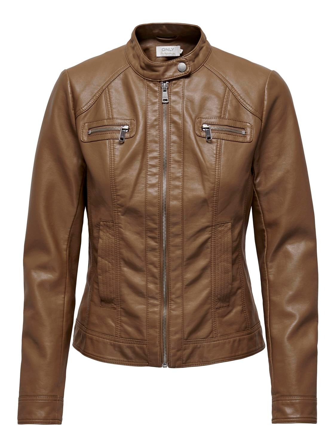ONLY Zip PU-jacket -Cognac - 15081400