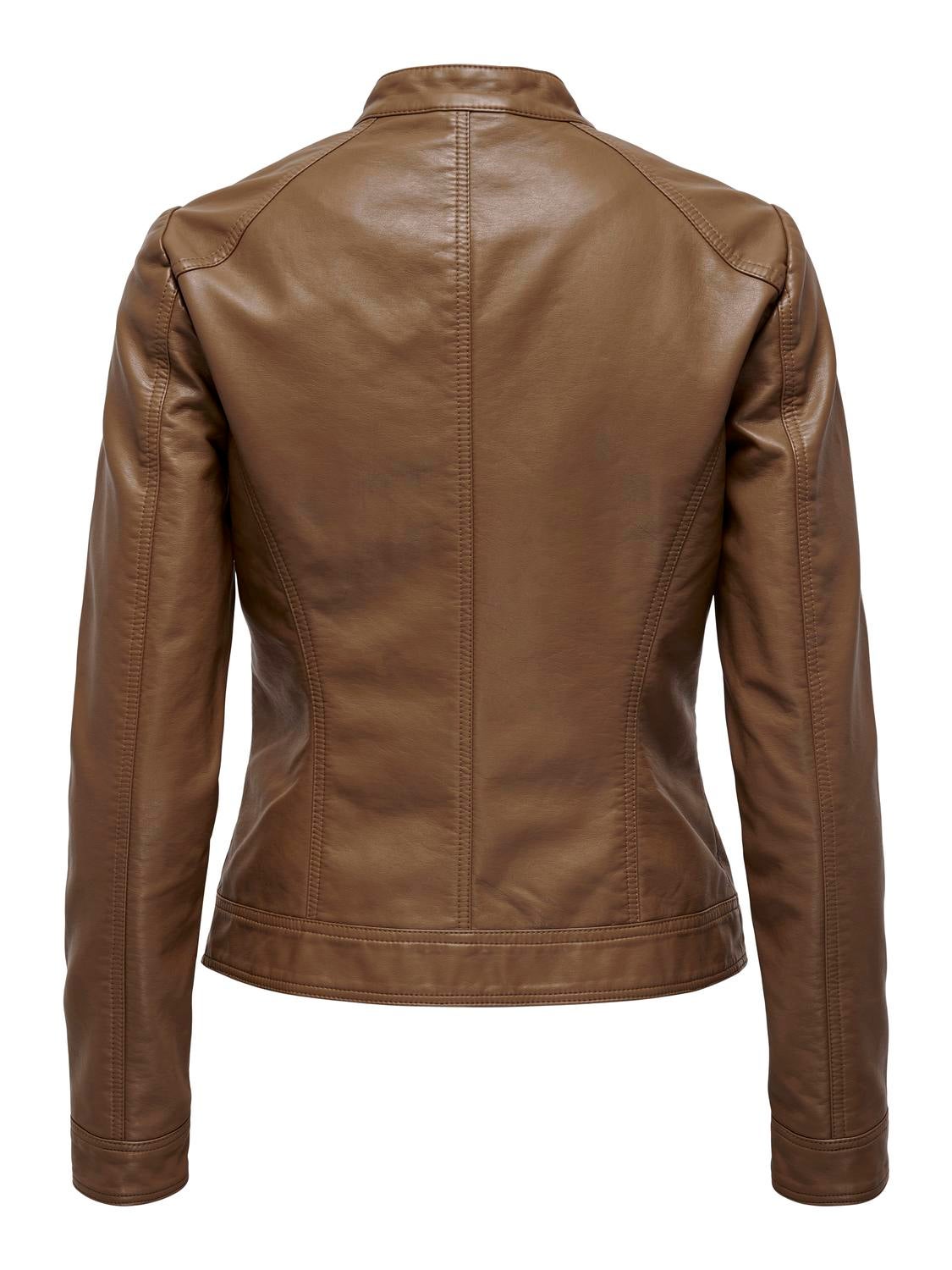 Zip PU jacket Light Brown ONLY