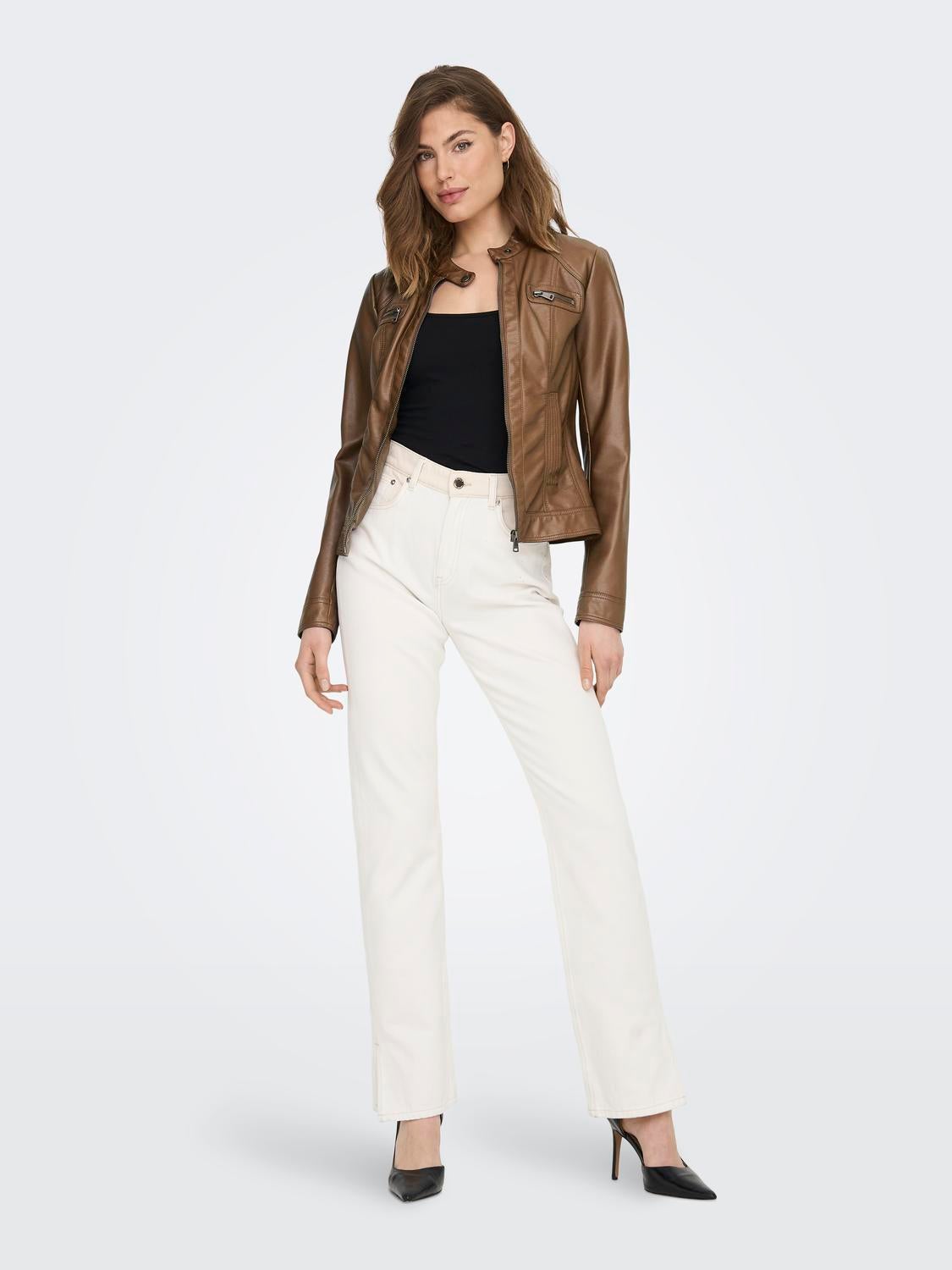 Tan clearance pu jacket