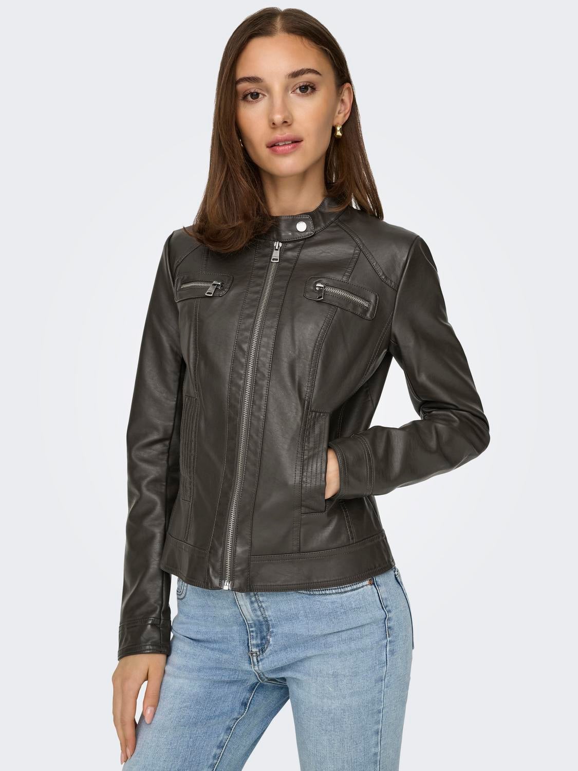 ONLBANDIT Faux leather jacket Dark Brown ONLY