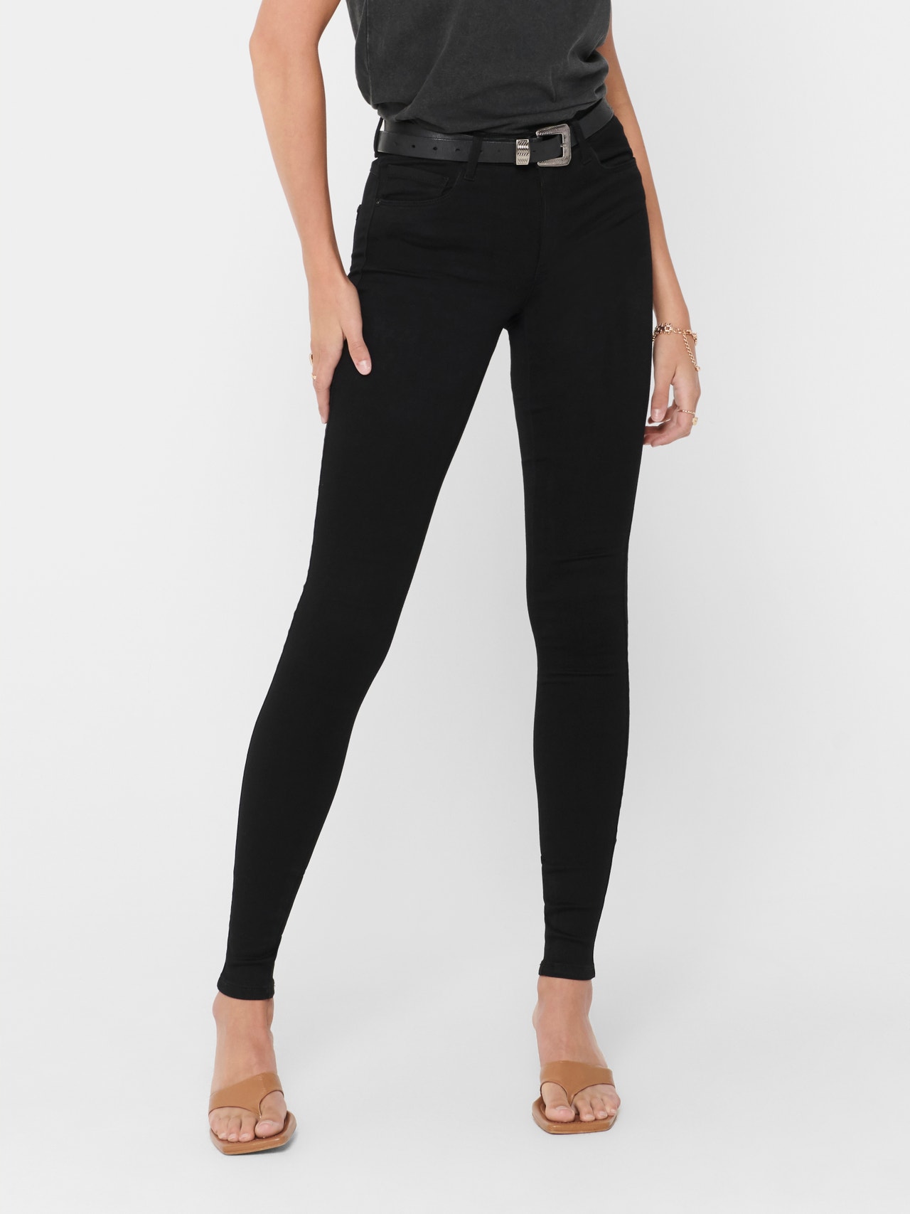 ONLY Skinny Fit Mid waist Jeans -Black - 15092650