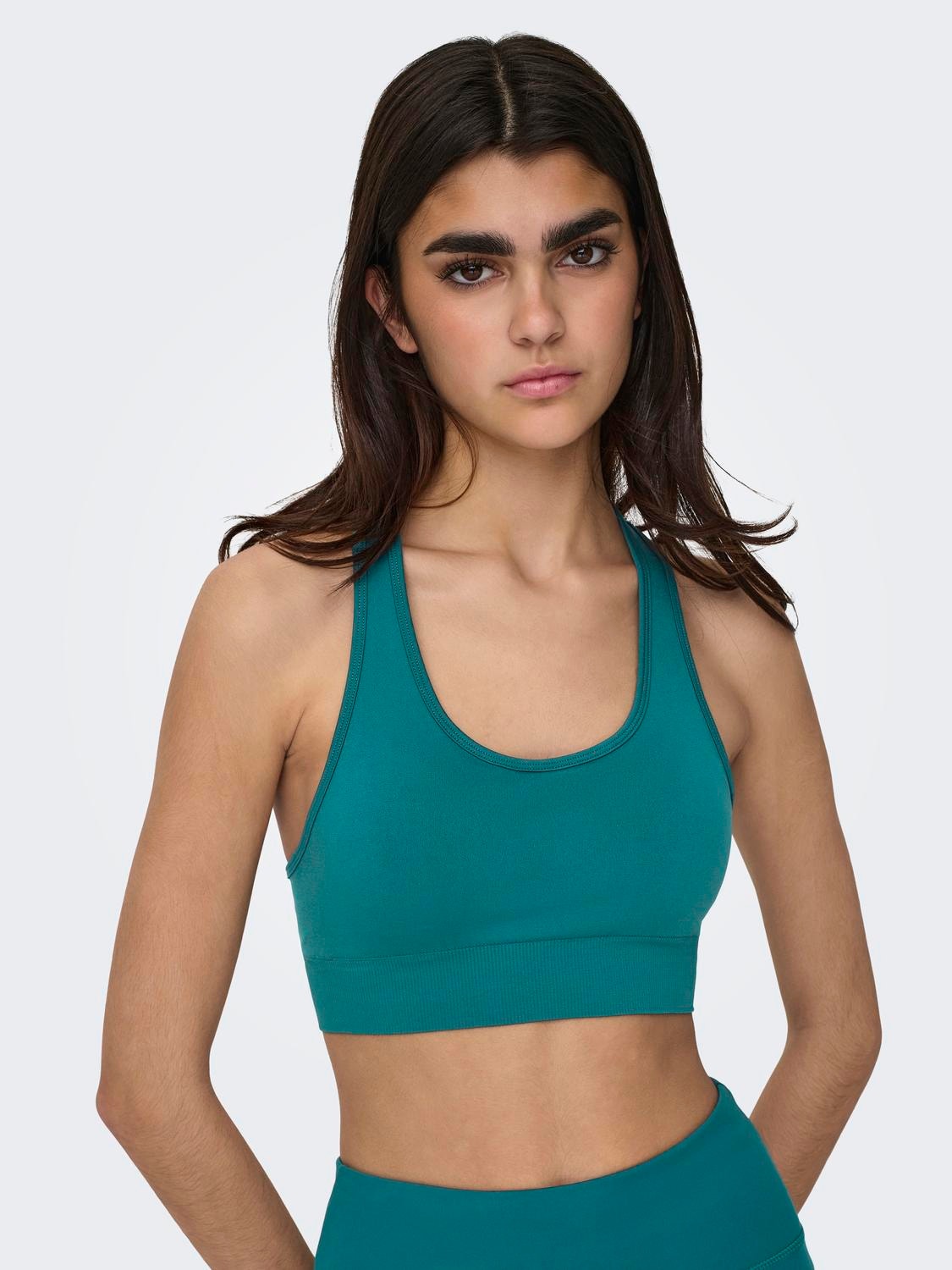 Teal/Turquoise Racerback Sports Bra with Adjustable Straps - Small