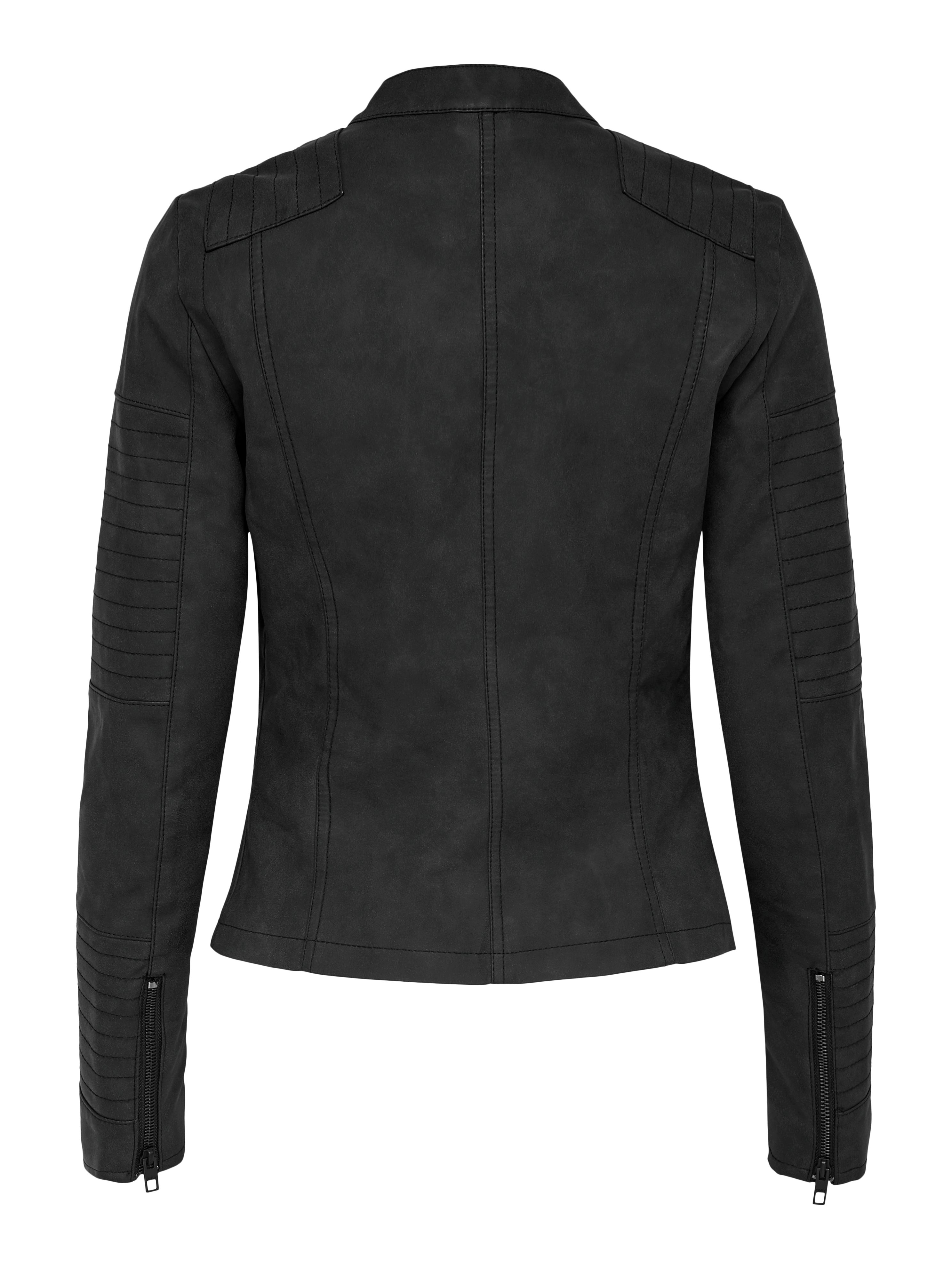 Dames lederlook jas marine met ritsen onderaan de mouwen | Maat XL (valt als M