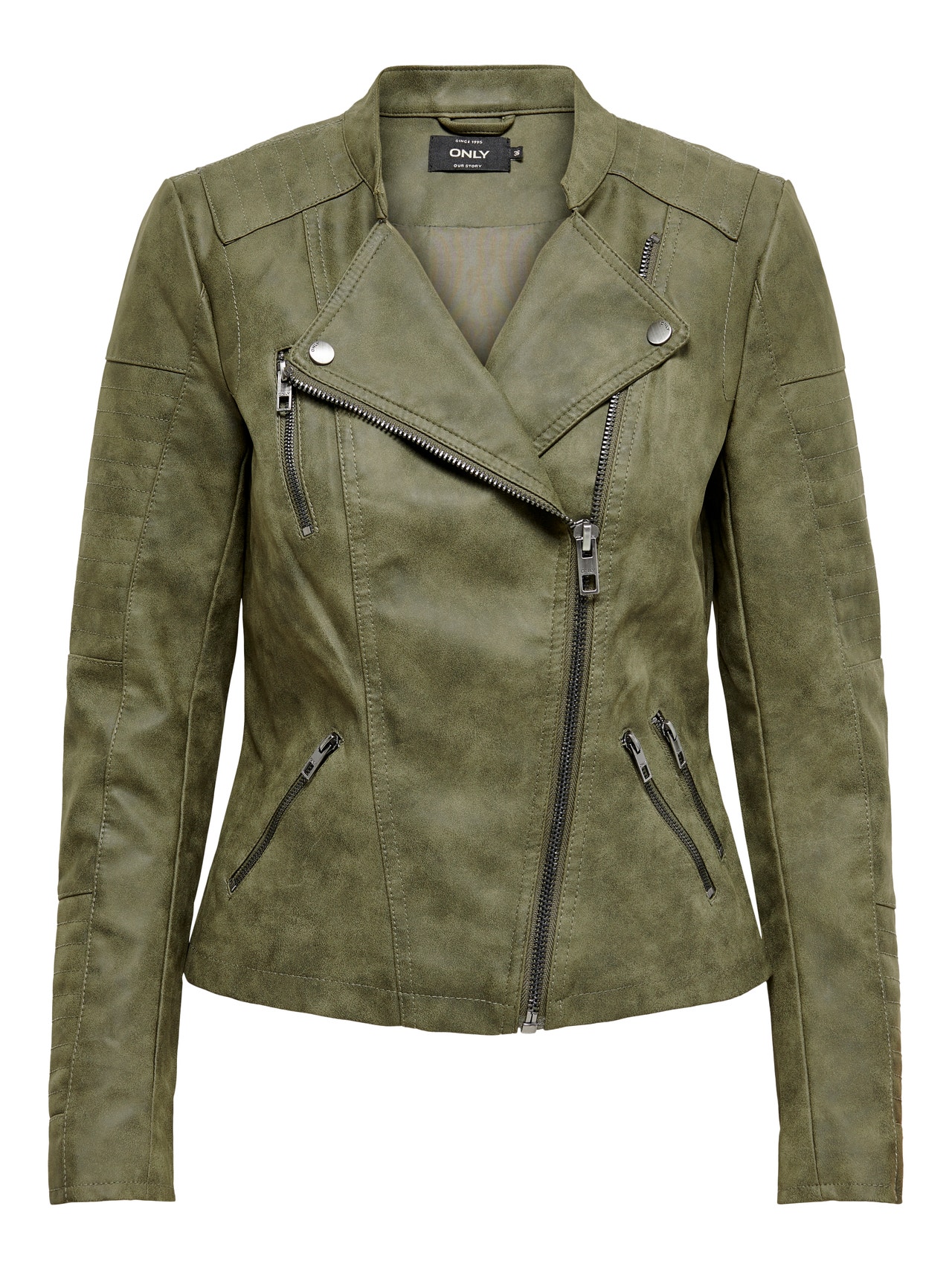 Leather look Jacket | Medium Green ONLY® 