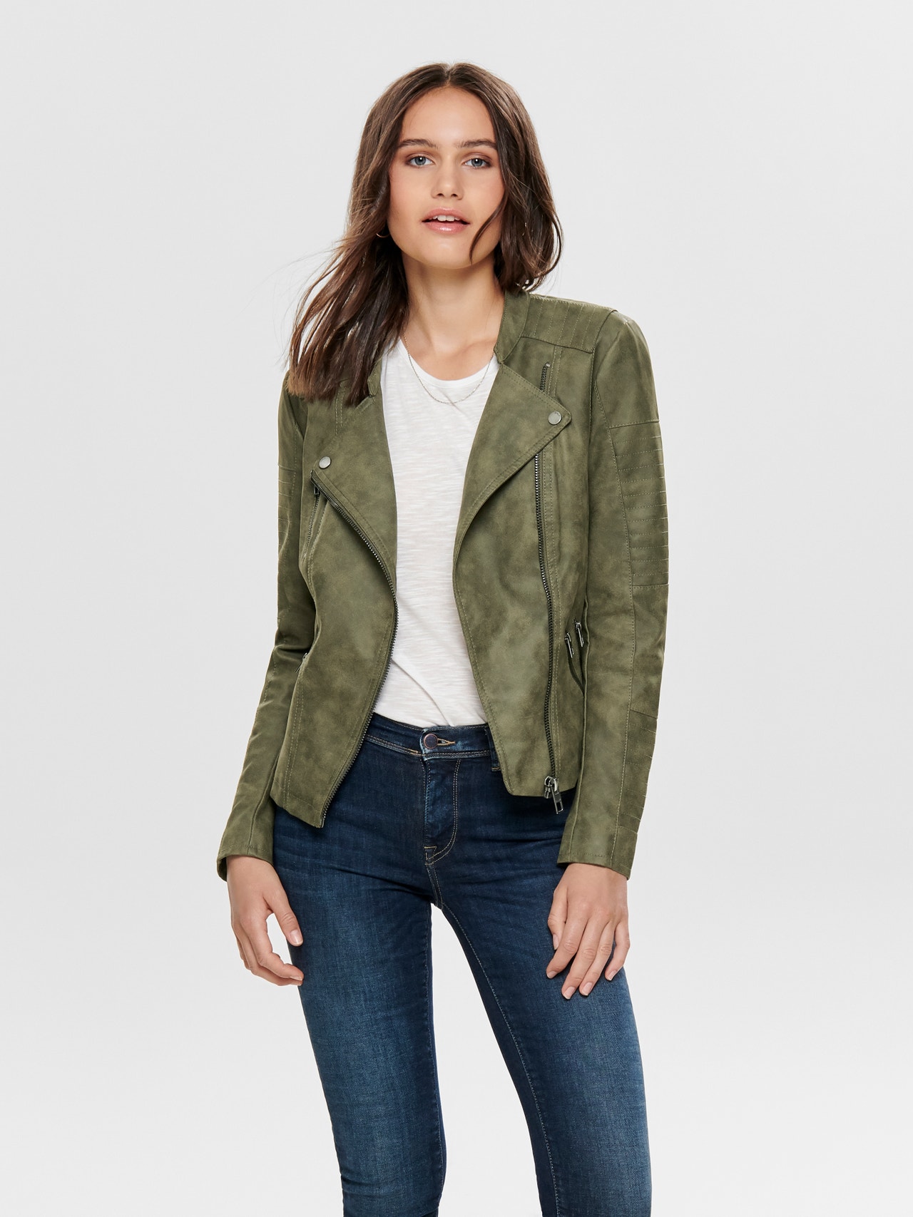 Medium Green Leather Jacket look ONLY® | |