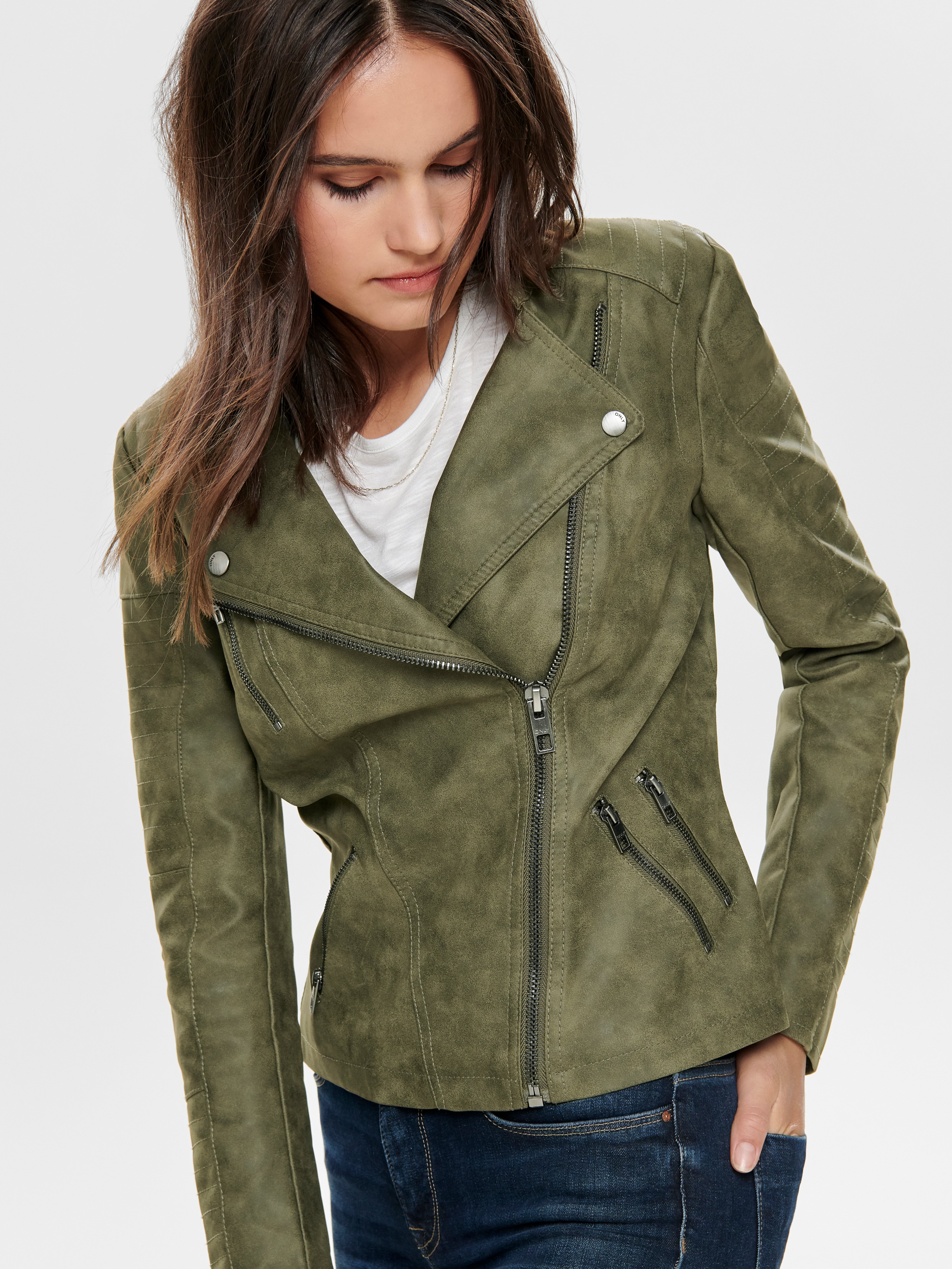 Moto jacket green sale