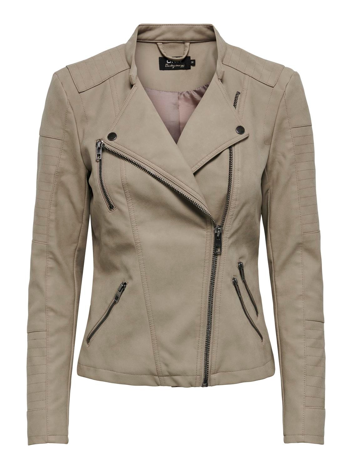 ONLY Leather look Jacket -Weathered Teak - 15102997