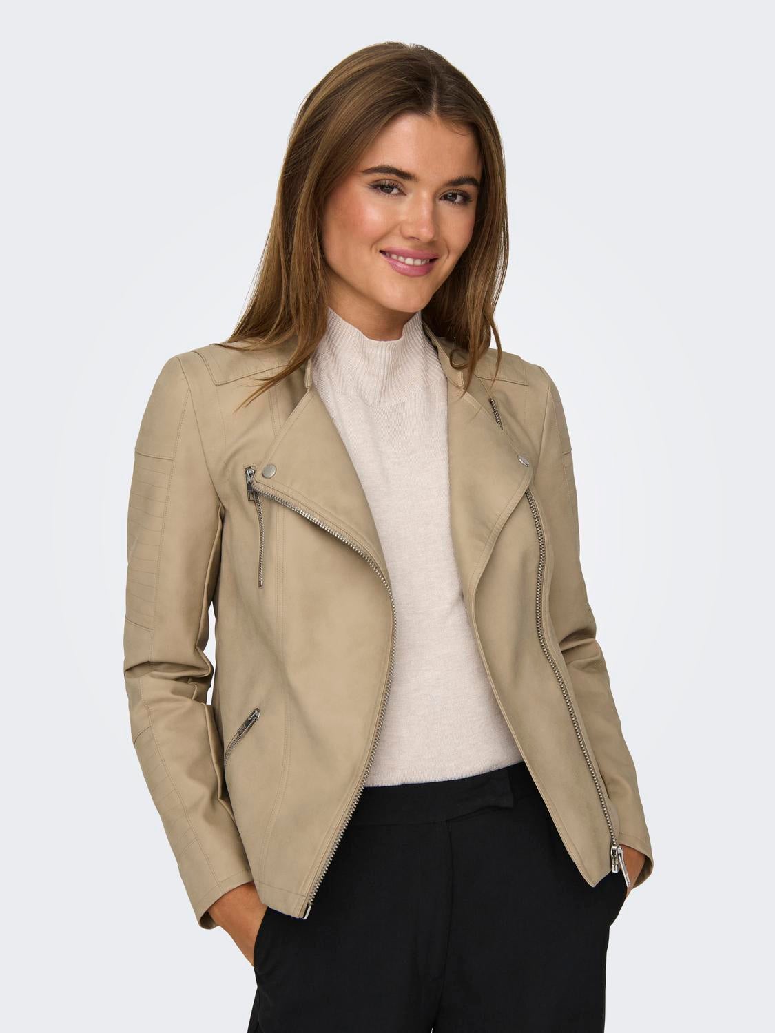 Light grey clearance suede biker jacket