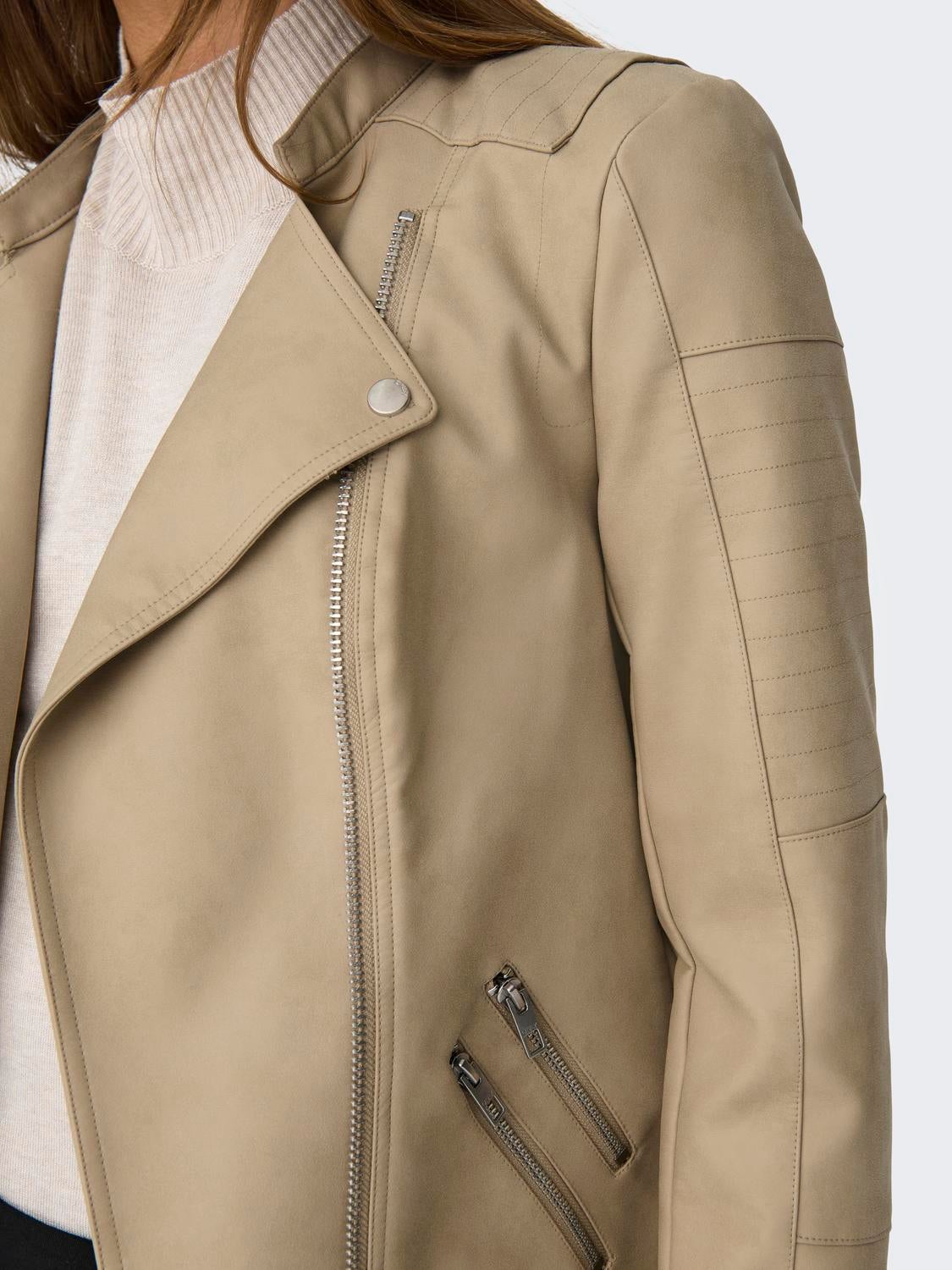 Tan leather look outlet jacket