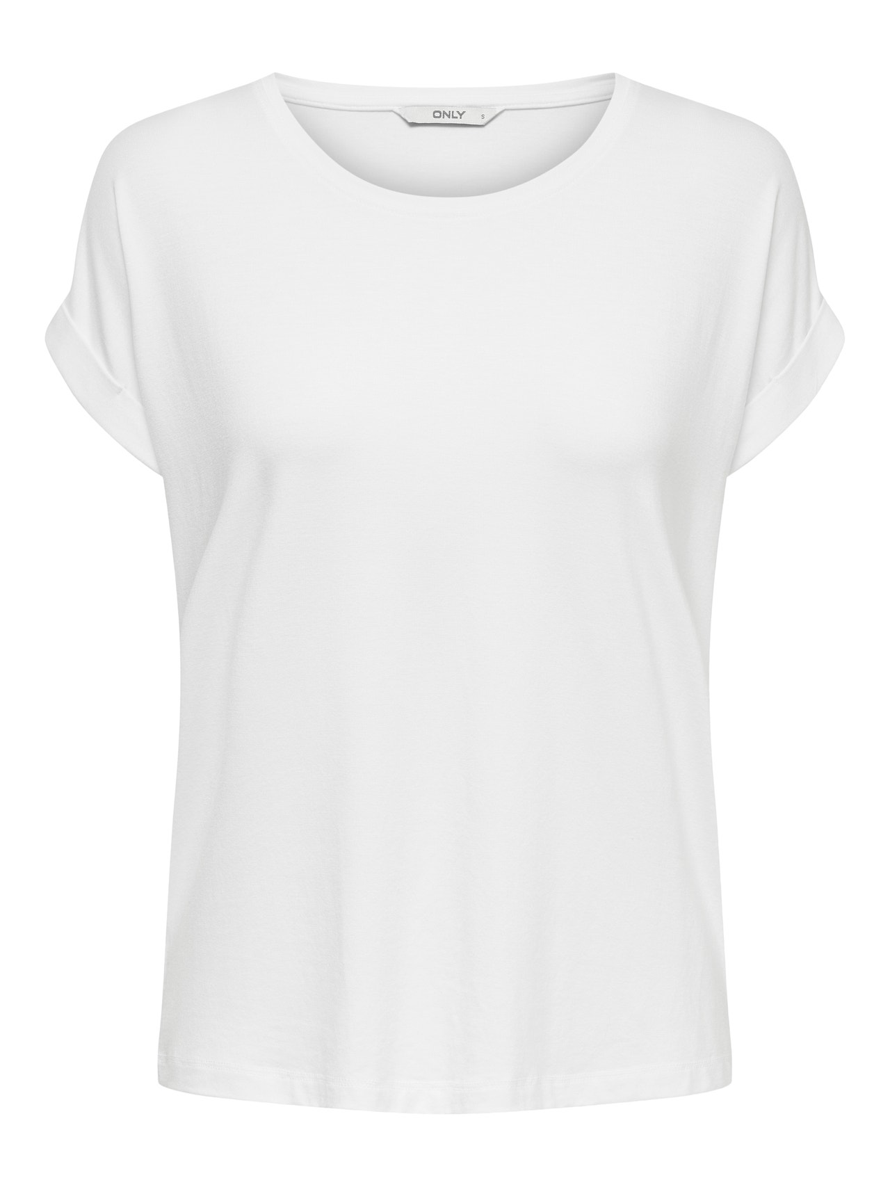 ONLY T-shirts Regular Fit Col rond Poignets repliés -White - 15106662