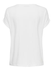 ONLY Regular Fit Round Neck Fold-up cuffs T-Shirt -White - 15106662