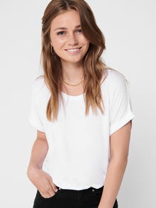 ONLY Normal geschnitten Rundhals Umgeschlagene Ärmelbündchen T-Shirt -White - 15106662