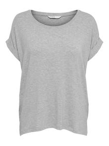 ONLY Normal geschnitten Rundhals Umgeschlagene Ärmelbündchen T-Shirt -Light Grey Melange - 15106662