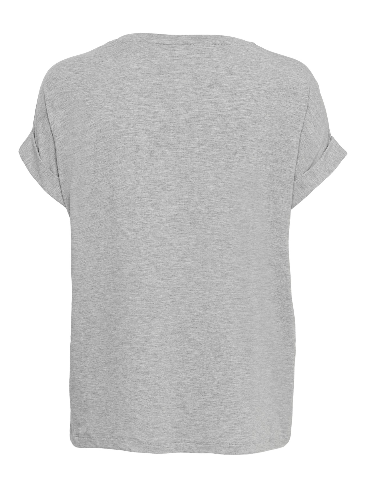 ONLY Normal geschnitten Rundhals Umgeschlagene Ärmelbündchen T-Shirt -Light Grey Melange - 15106662