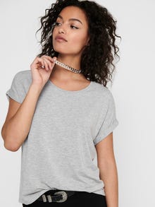ONLY Regular fit O-hals Mouwuiteinden met omslag T-shirts -Light Grey Melange - 15106662