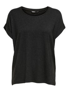 ONLY Regular fit O-hals Mouwuiteinden met omslag T-shirts -Dark Grey Melange - 15106662