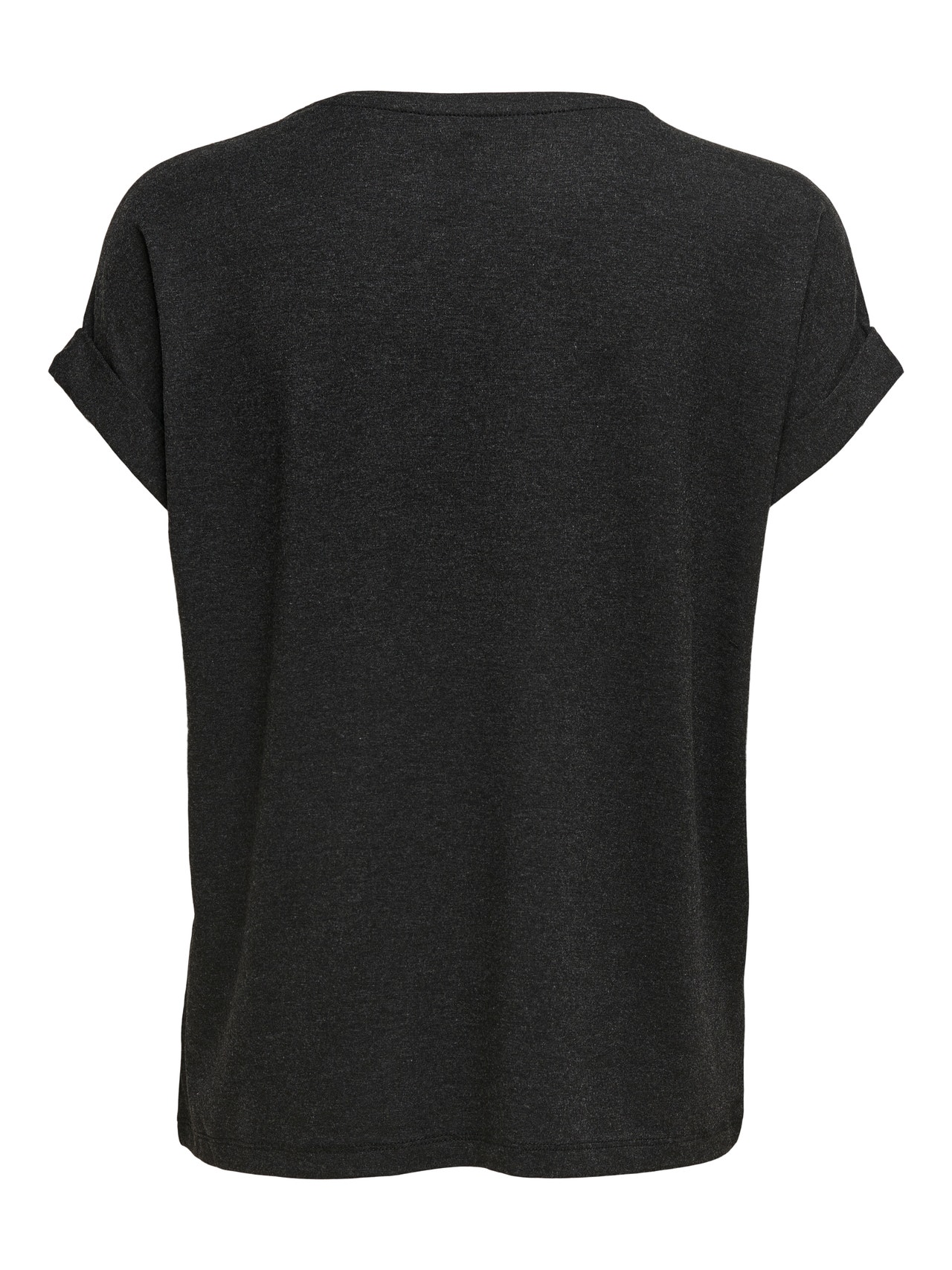 ONLY Normal geschnitten Rundhals Umgeschlagene Ärmelbündchen T-Shirt -Dark Grey Melange - 15106662