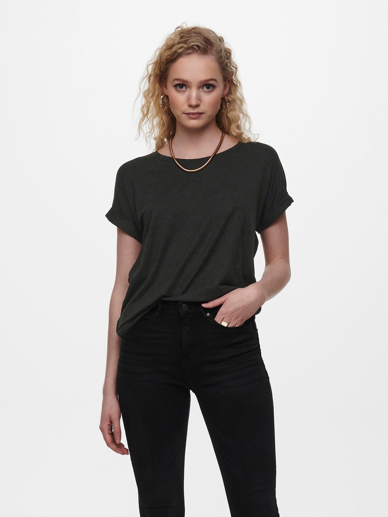 ONLY Løstsiddende T-shirt -Dark Grey Melange - 15106662