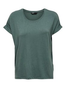 ONLY Regular Fit Round Neck Fold-up cuffs T-Shirt -Balsam Green - 15106662