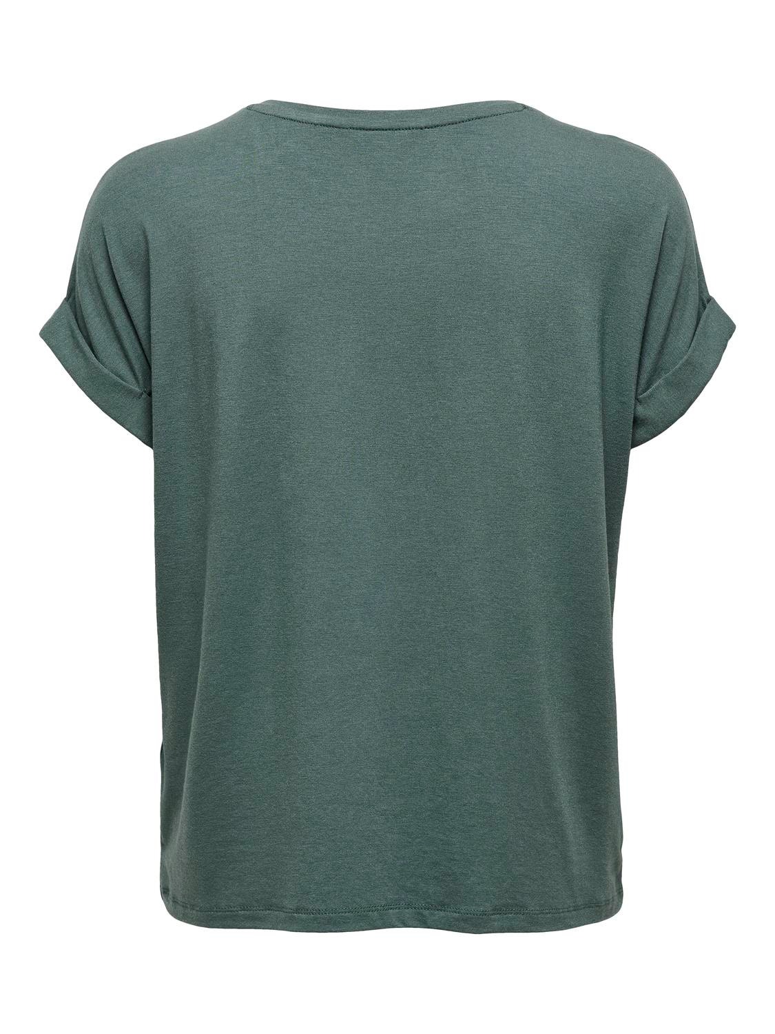 ONLY Normal geschnitten Rundhals Umgeschlagene Ärmelbündchen T-Shirt -Balsam Green - 15106662