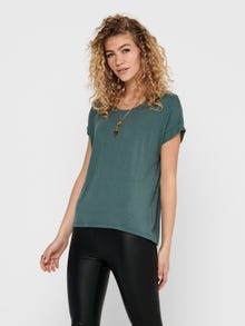 ONLY T-shirts Regular Fit Col rond Poignets repliés -Balsam Green - 15106662