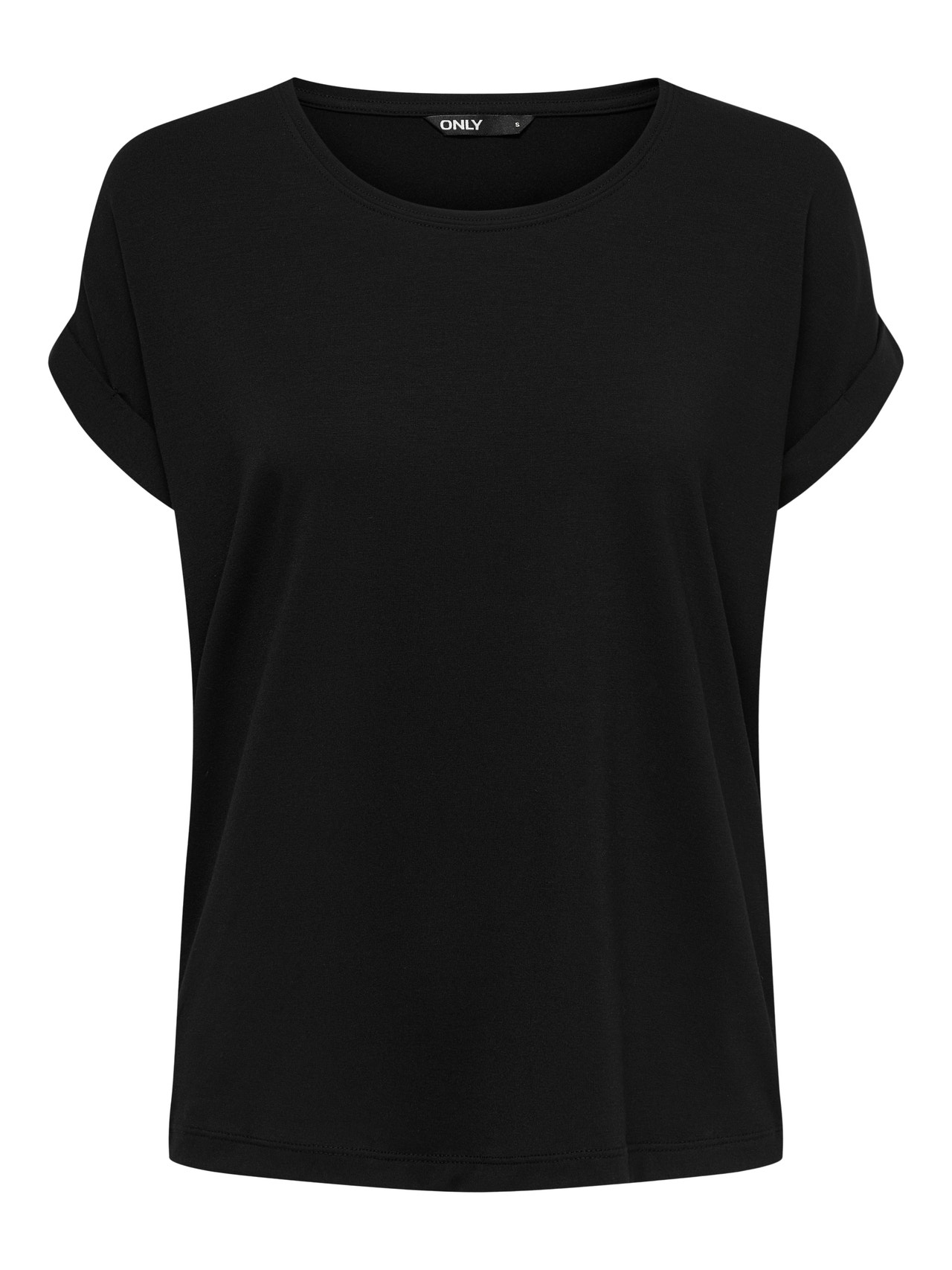 ONLY Regular fit O-hals Mouwuiteinden met omslag T-shirts -Black - 15106662
