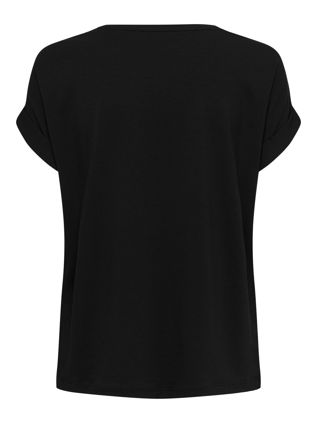 ONLY Regular Fit Round Neck Fold-up cuffs T-Shirt -Black - 15106662