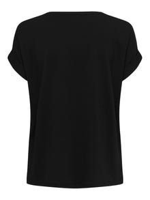 ONLY Regular Fit Round Neck Fold-up cuffs T-Shirt -Black - 15106662