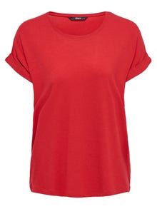 ONLY T-shirts Regular Fit Col rond Poignets repliés -Mars Red - 15106662