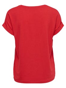 ONLY Regular Fit Round Neck Fold-up cuffs T-Shirt -Mars Red - 15106662