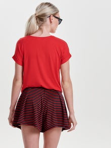 ONLY Regular fit O-hals Mouwuiteinden met omslag T-shirts -Mars Red - 15106662