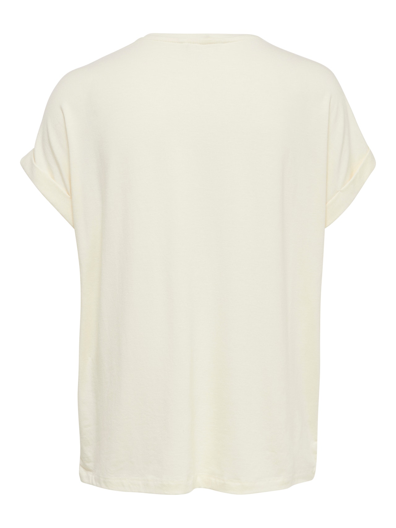 ONLY Normal geschnitten Rundhals Umgeschlagene Ärmelbündchen T-Shirt -Antique White - 15106662