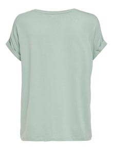 ONLY Normal geschnitten Rundhals Umgeschlagene Ärmelbündchen T-Shirt -Jadeite - 15106662