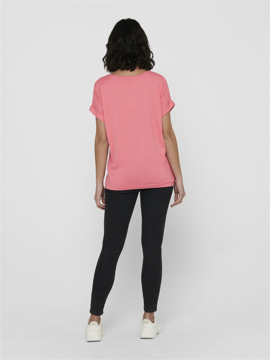 ONLY Regular fit O-hals Mouwuiteinden met omslag T-shirts -Tea Rose - 15106662