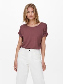 ONLY T-shirts Regular Fit Col rond Poignets repliés -Rose Brown - 15106662