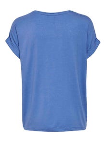 ONLY Normal geschnitten Rundhals Umgeschlagene Ärmelbündchen T-Shirt -Blue Yonder - 15106662