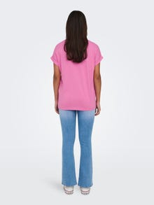 ONLY Regular Fit Round Neck Fold-up cuffs T-Shirt -Fuchsia Pink - 15106662