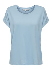 ONLY Normal geschnitten Rundhals Umgeschlagene Ärmelbündchen T-Shirt -Clear Sky - 15106662