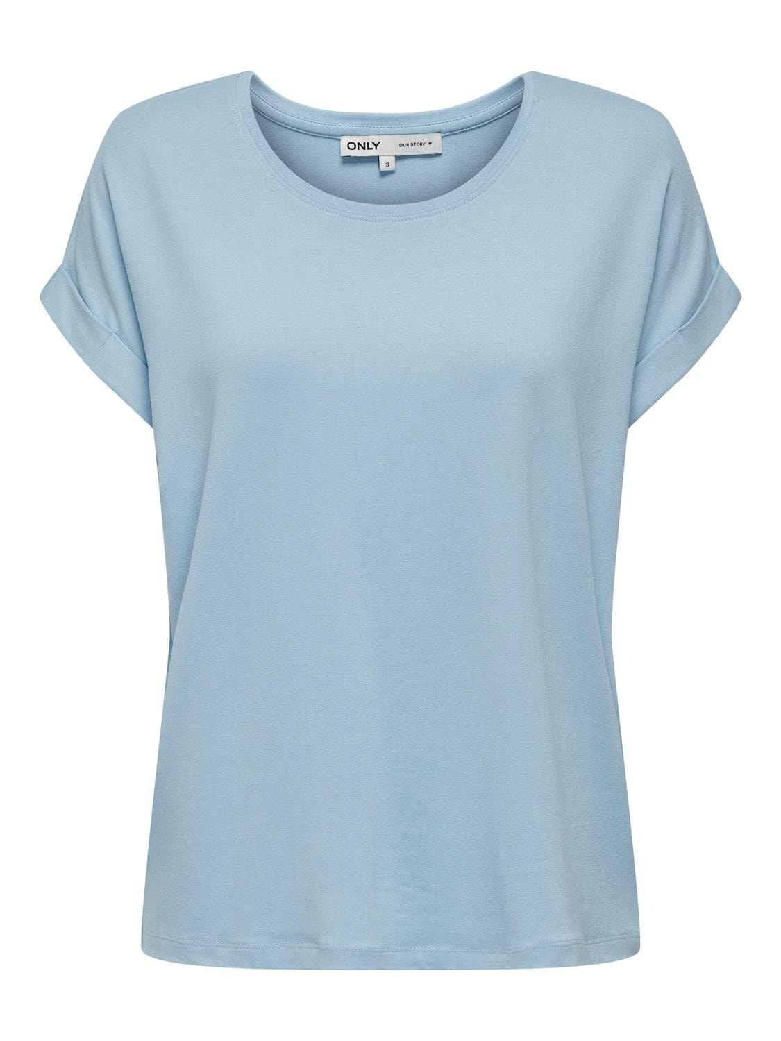 ONLY Regular fit O-hals Mouwuiteinden met omslag T-shirts -Clear Sky - 15106662