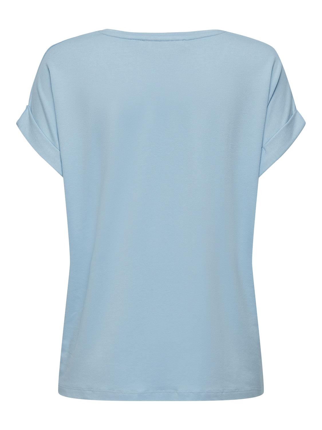 ONLY Regular Fit Round Neck Fold-up cuffs T-Shirt -Clear Sky - 15106662