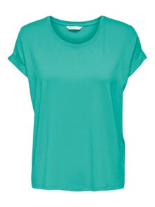 ONLY Regular fit O-hals Mouwuiteinden met omslag T-shirts -Bright Aqua - 15106662