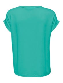 ONLY Regular Fit Round Neck Fold-up cuffs T-Shirt -Bright Aqua - 15106662