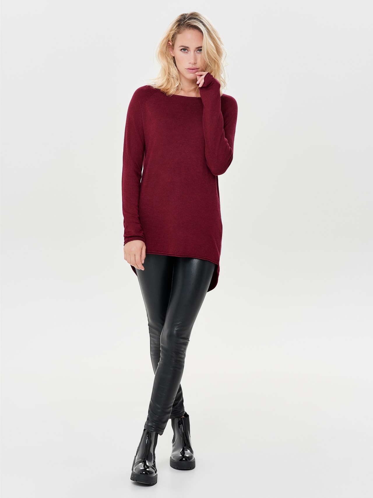 ONLY Round Neck Pullover -Sun-Dried Tomato - 15109964