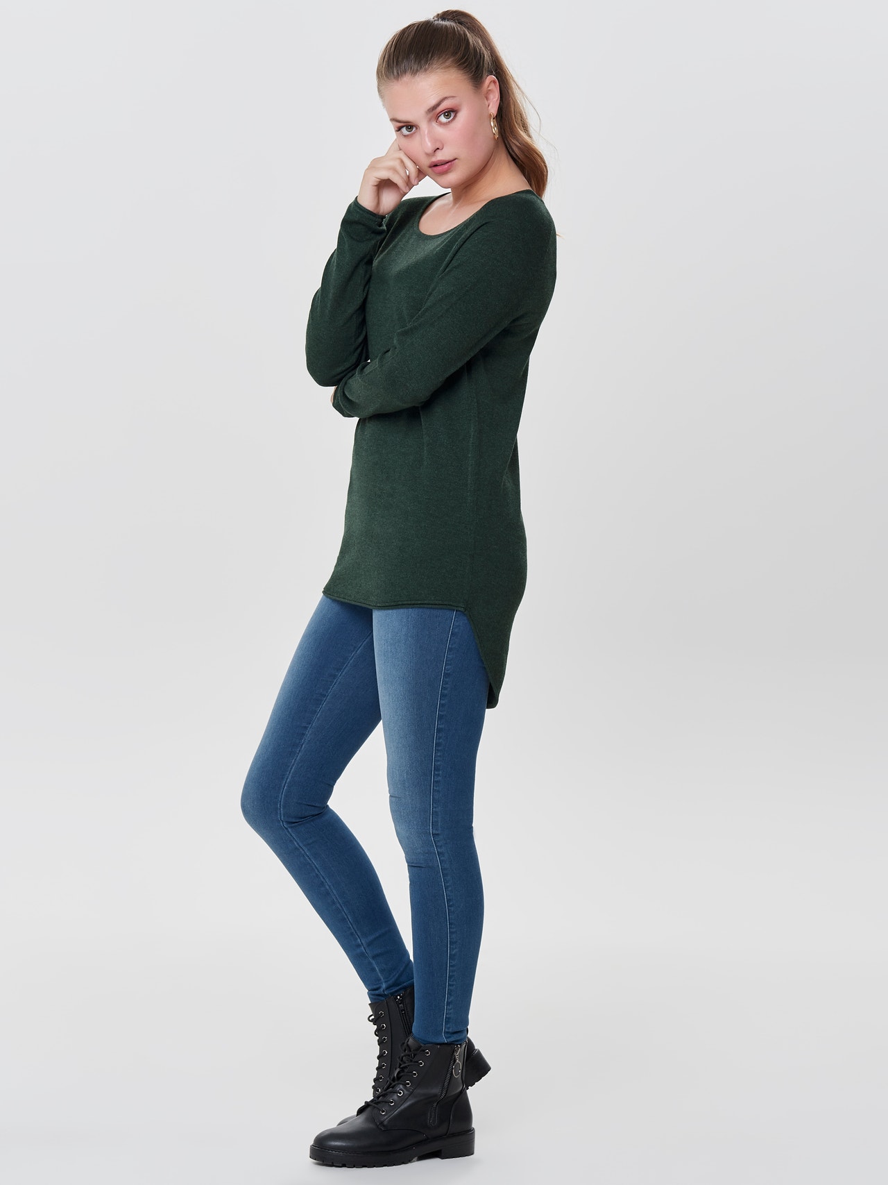 ONLY Long Knitted Pullover -Green Gables - 15109964