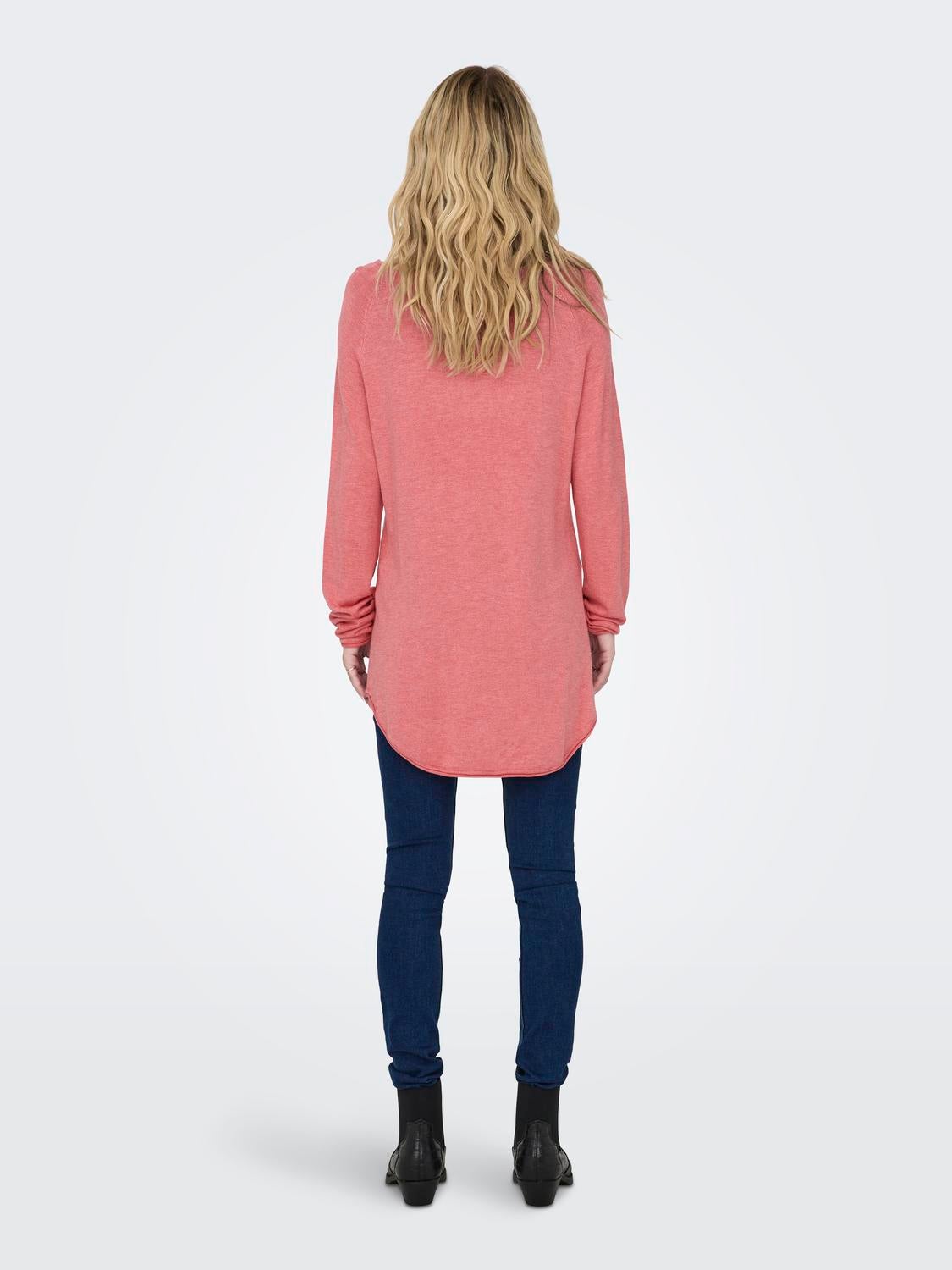 Round Neck Pullover Medium Rose ONLY