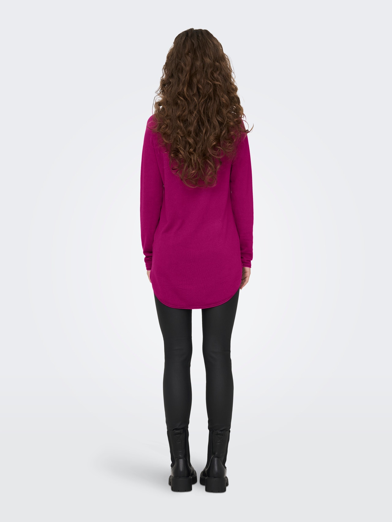 ONLY Long Knitted Pullover -Festival Fuchsia - 15109964