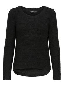 ONLY Enfärgad Stickad tröja -Black - 15113356